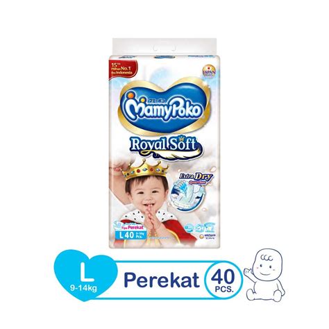 Jual MamyPoko Tape Royal Soft L 40 Popok Sekali Pakai Termurah Harga