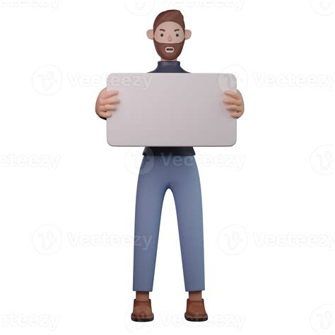 Man Holding Blank Board 3d 20048888 Png