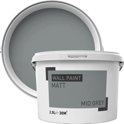 Mid Grey Matt Emulsion Paint 2 5l Departments Diy At Bandq