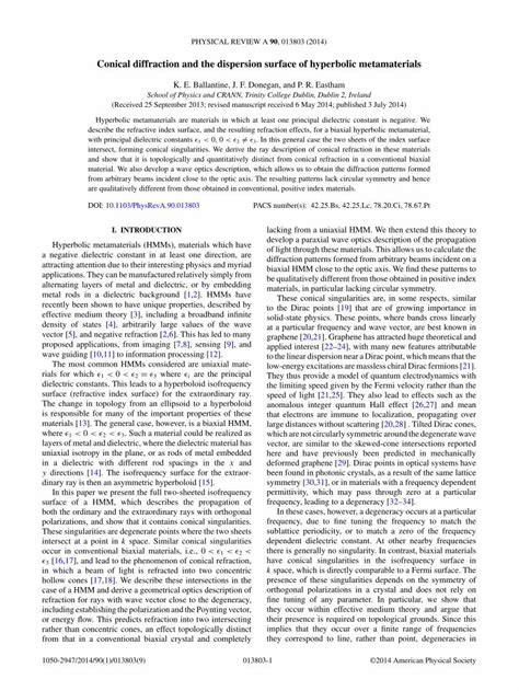 Pdf Conical Diffraction And The Dispersion Surface Of Hyperbolic