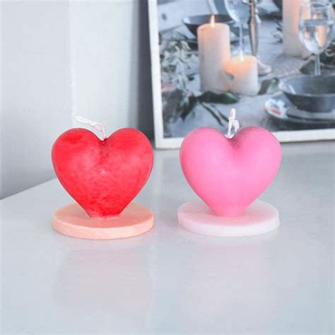 JHIALG Moldes de vela en forma de corazón corazón de amor 3D con base