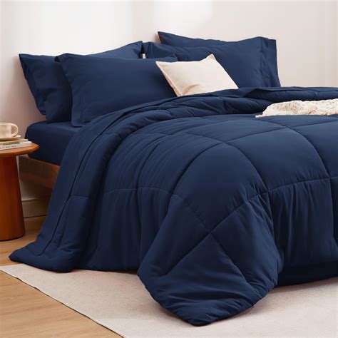 Amazon Bedsure Navy Comforter Set King Bundle Pillows King Size