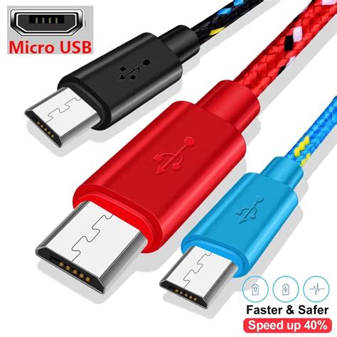 C Ble Micro USB En Nylon Tress De 1m 2m 3m Pour Recharge Et Transfert