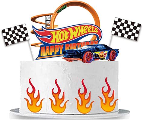 Hot Wheels Happy Birthday Blue Race Car Edible Cake Topper 50 OFF