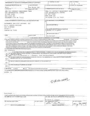 Fillable Online Faa Contract Id Code Amendment Of Solicitation