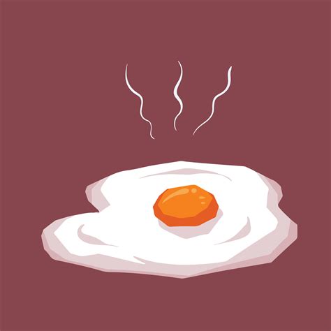 Sunny Side Up Egg Vector Illustration Isolated On Plain Brown Background Easy To Cook Food