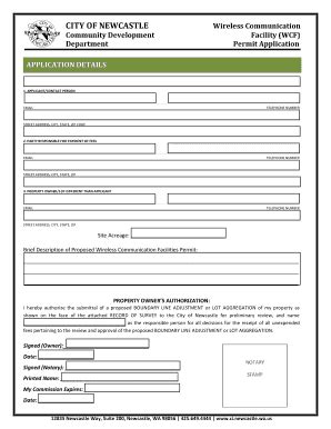 Fillable Online Wireless Communication Facilities Permit Application