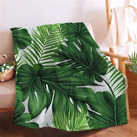 Softerhug Blanket Monstera Deliciosa Palms Tropical Plants Soft Cozy