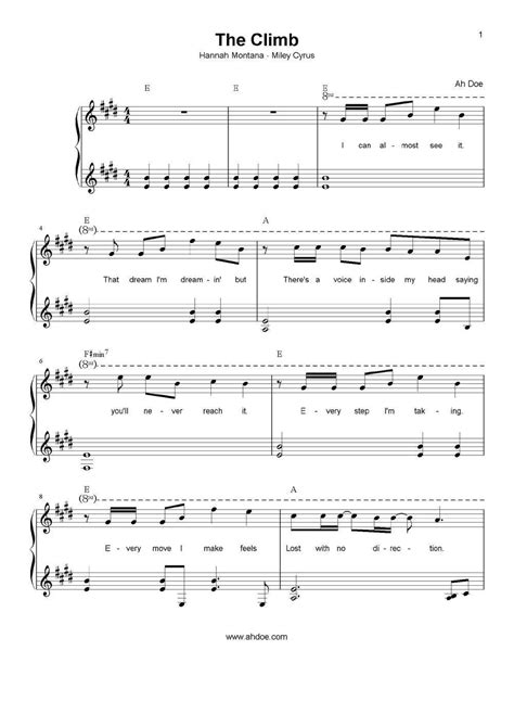 Miley Cyrus The Climb Sheet Music For Piano Free Pdf Download