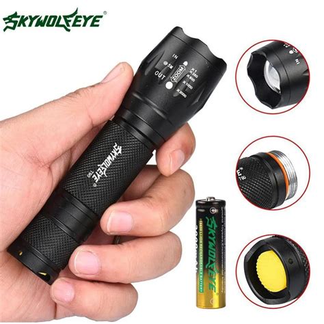 SKYWOLFEYE Tactical T6 3 Modes Torch LED Flashlight With 18650 Battery