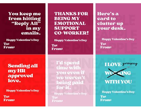 Printable Co-worker Valentine's Day Cards Color & Black and White ...