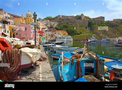 The Idyllic Fishing Village Procida With Fishing Harbour Marina Di