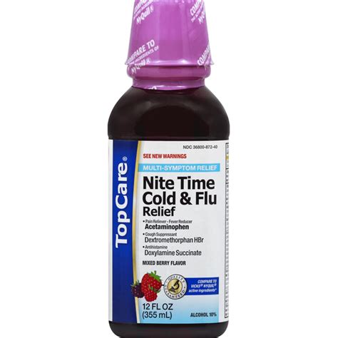 TopCare Cold Flu Relief Nite Time Mixed Berry Flavor 12 Fl Oz