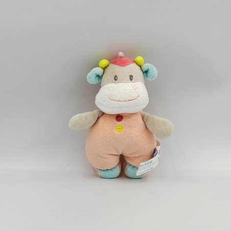 Doudou Vache Beige Orange Bleu Sucre D Orge