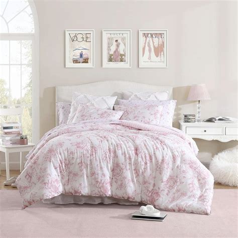 Laura Ashley Delphine 2 Piece Pink Cotton Twin Xl Comforter Set Ushsa51254460 The Home Depot