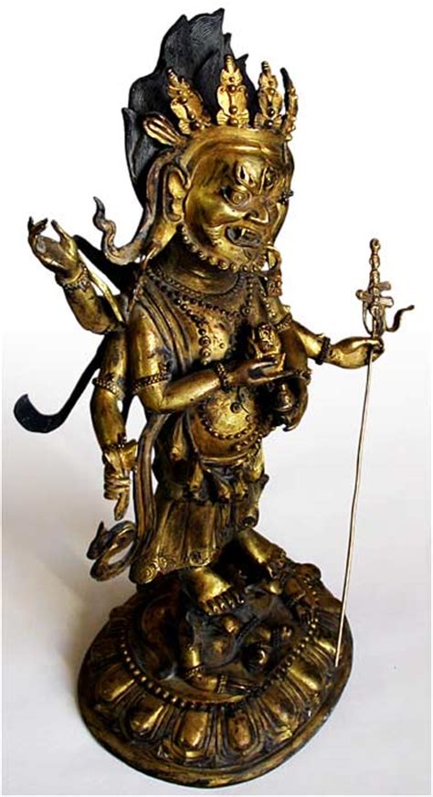 Antique Sino Tibetan Six Armed Mahakala Bronze Buddha Statue