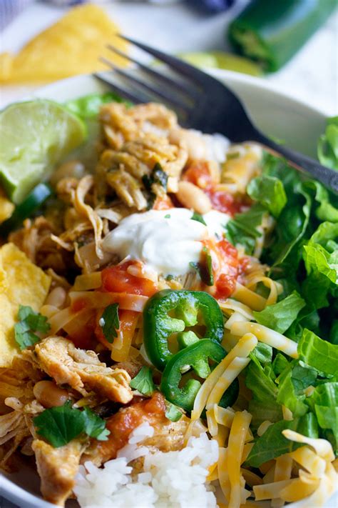 Slow Cooker White Chicken Chili Burrito Bowls 5 Boys Baker