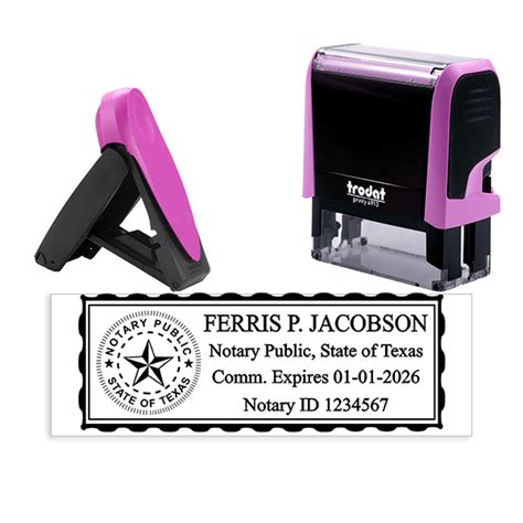 Texas Notary Pink Stamp Rectangle Hc Brands