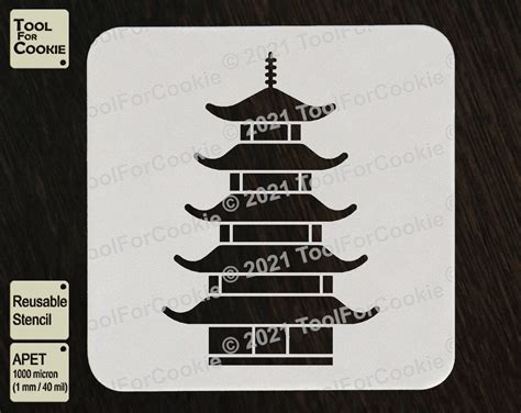 Asian Pagoda Stencil Etsy