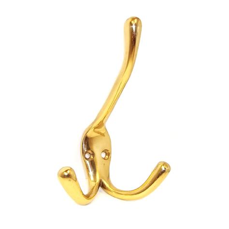 Triple Hook Polished Brass