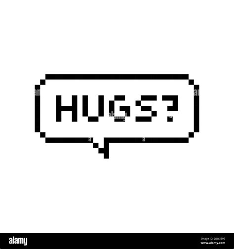 Pixel Art Bit Speech Bubble Questioning About Hugs Isolated Vector