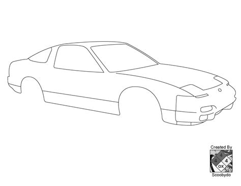 Nissan 240sx Drawings Outline Sketch Coloring Page