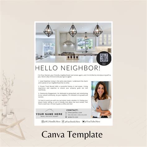 Real Estate Letter Flyer Neighborhood Farming Canva Template Realtor