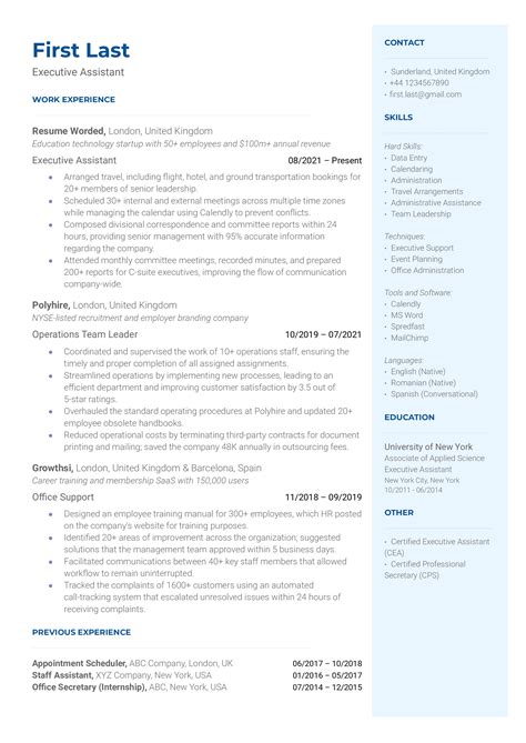 Executive Assistant CV Examples For 2023 46 OFF