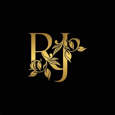 Golden Initial Letter R and J, R J Luxury Logo Icon, Vintage Gold ...