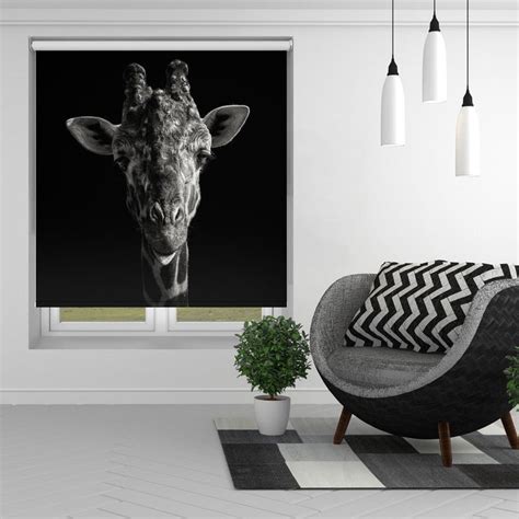 Giraffe Peeking Through The Blind Printed Photo Blinds Art Fever