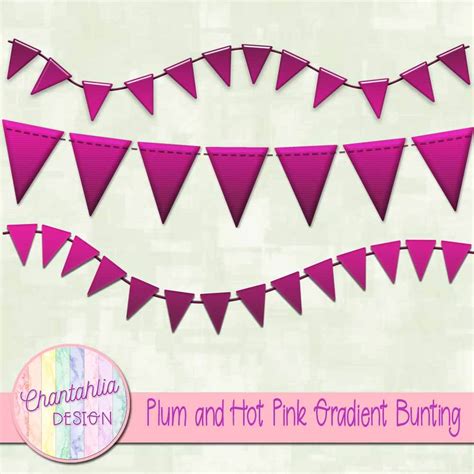 Free Plum and Hot Pink Gradient Bunting Design Elements