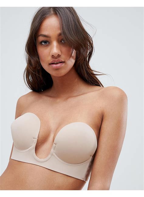 Fashion Forms Synthetic U Plunge Backless And Strapless Bra In Beige