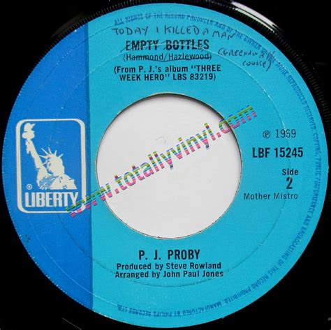 Totally Vinyl Records Proby Pj Hanging From Your Loving Tree Empty Bottles Today I