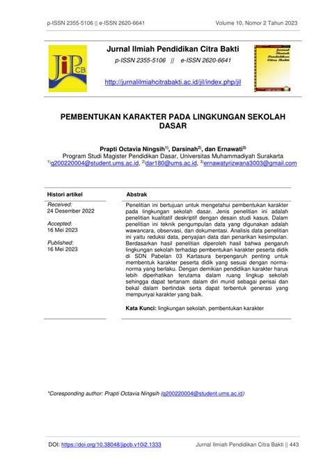 PDF PENGARUH LINGKUNGAN SEKOLAH TERHADAP PEMBENTUKAN KARAKTER ANAK DI