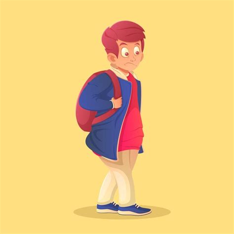 Estudante Uma Mochila Ilustra O Dos Desenhos Animados Vetor