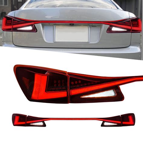 V Led Tail Lights For Lexus Is Is Isf Red Trunk Lamps