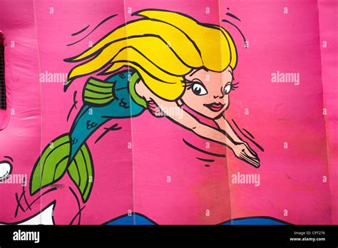 Detail Of Mermaid On Bouncy Castle Stock Photo Alamy