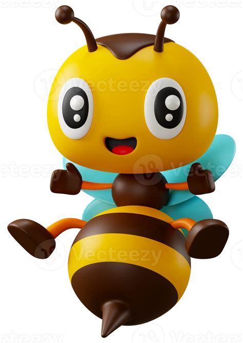 3d Rendering Cute Honey Bee Cartoon Character Illustration 25163182 Png