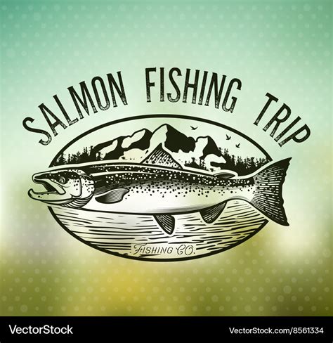 Vintage Salmon Fishing Emblems Royalty Free Vector Image