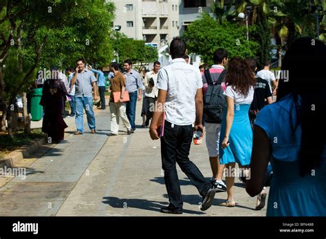 Students walking in Beirut Arab University campus Lebanon Middle East ...