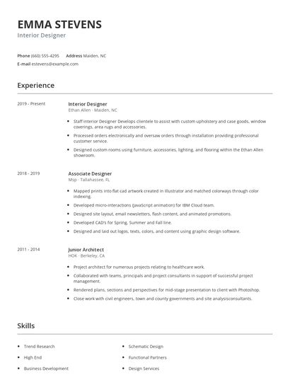 Interior Designer Resume Job Description Cabinets Matttroy