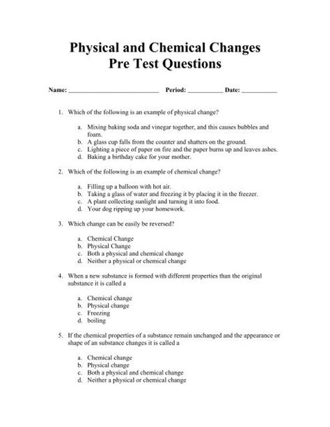 Physical And Chemical Change Worksheet 50 OFF