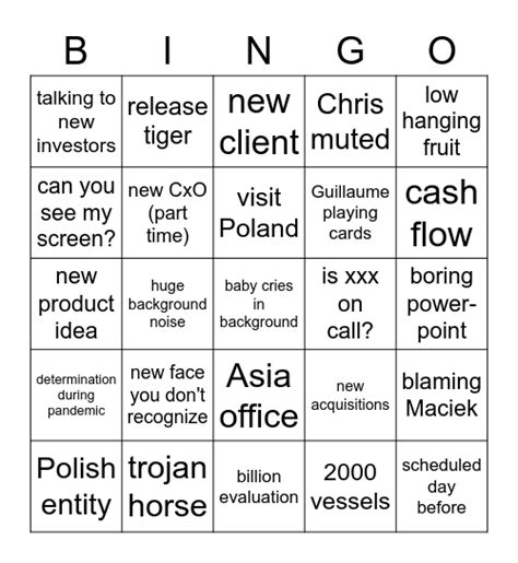 All Hands Meeting Bingo Card