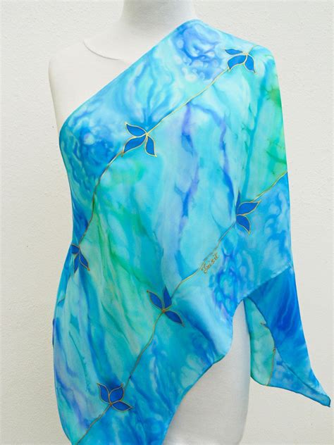 TURQUOISE Silk Scarf Sea Ocean Blue Azure Royal Blue Summer Etsy