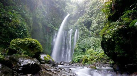 Rinjani Waterfalls At Mount Rinjani National Park Waterfall Lombok