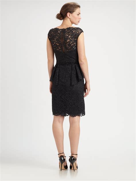 Lyst Teri Jon Lace Peplum Dress In Black