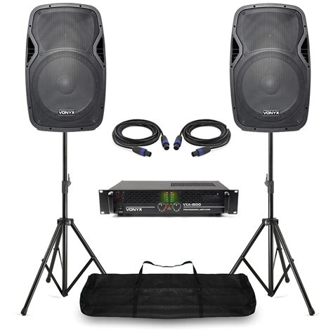 Vonyx Ap Passive Dj Pa Speaker Pair Stands Vxa Amplifier