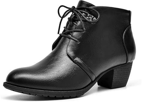 Vjh Confort Womens Ankle Bootslace Up Round Toe Comfortable Low Heel