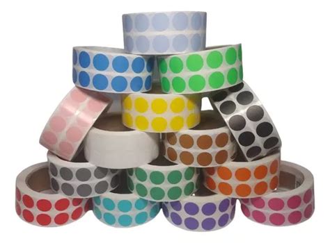 Etiquetas Adhesivas Papel Circular Rollos Color A Elegir Env O Gratis