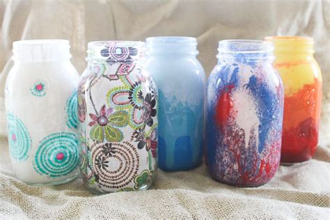 5 Different Methods For Decorating Mason Jars With Paint And Mod Podge Mason Jar Painting Ideas